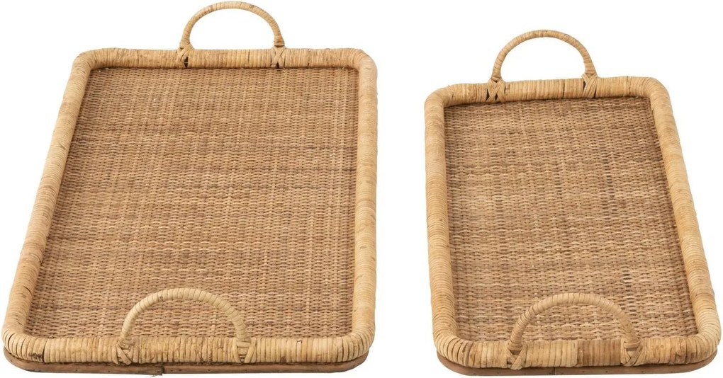 Set 2ks ratanový podnos s uchami Rattan Boom - 71*36*10/ 61*28*9 cm