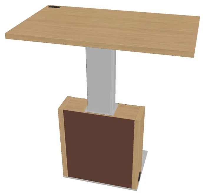 Výškovo nastaviteľný rokovací stôl Verno+ S 120 x 70 cm, dub svetlý / hnedá