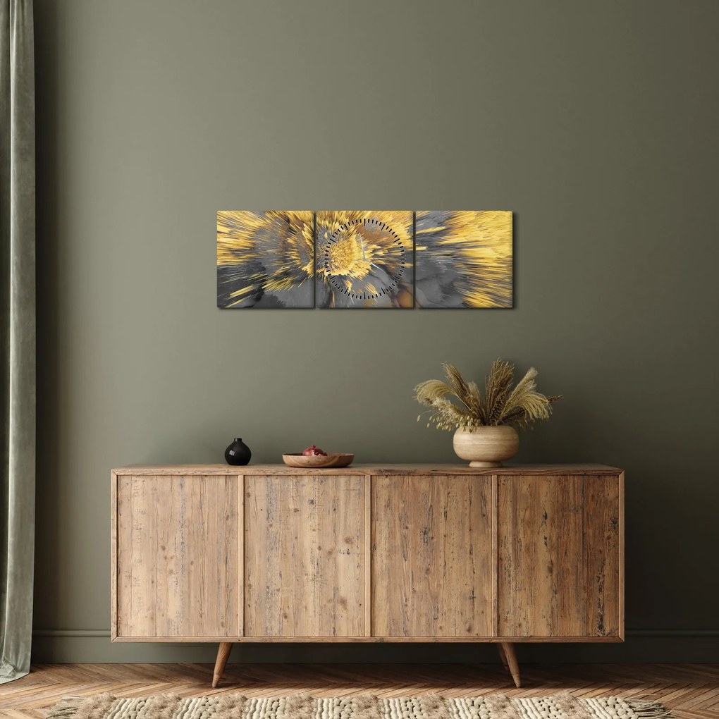 Obraz - Zlatá expanzia (s hodinami) (90x30 cm)