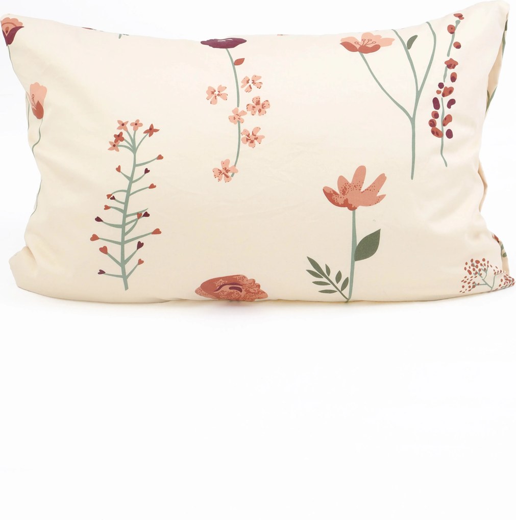 Saténová obliečka na vankúš 40 x 60 cm - Vlčie maky béžové