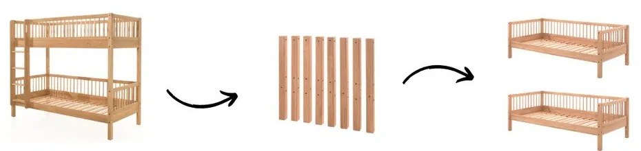 Poschodová detská posteľ z dubového dreva v prírodnej farbe 90x200 cm Forrest – Vipack