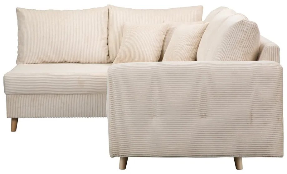 Krémovobiela menčestrová rohová pohovka (ľavý roh) Ariella – Ropez