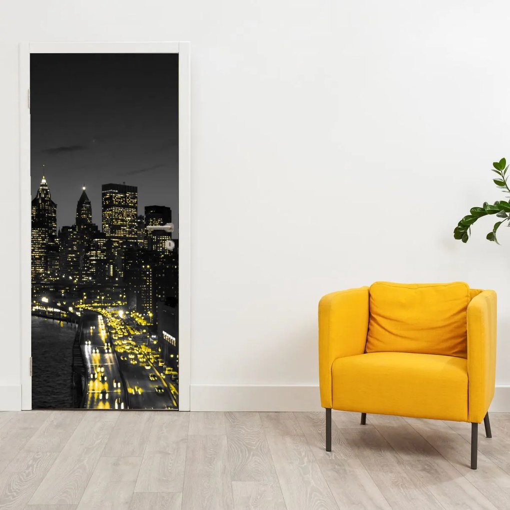 Fototapeta na dvere - Nočná metropola (95x205cm)