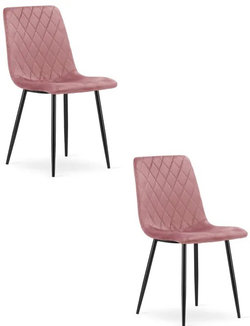 Set dvoch jedálenských stoličiek TURIN zamatový ružový (čierne nohy) 2 ks