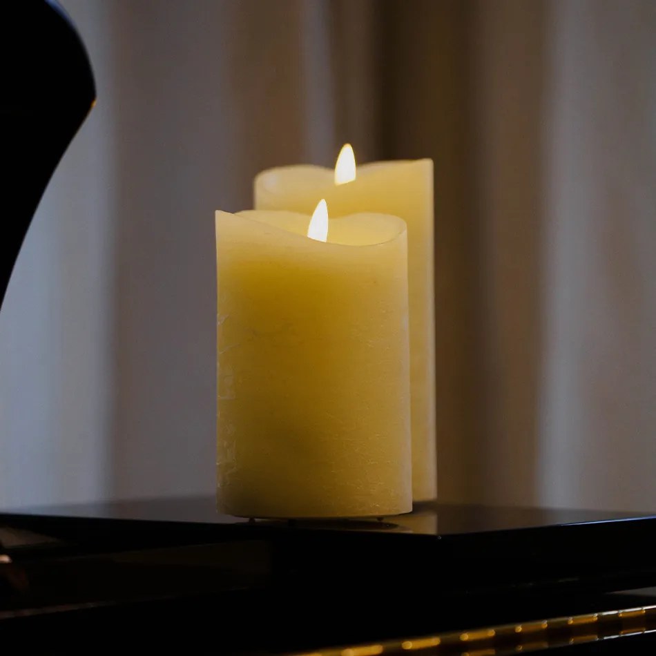 DECOLED LED sviečka, vosk, 5 x 7 cm, mandľová, sada 2 ks