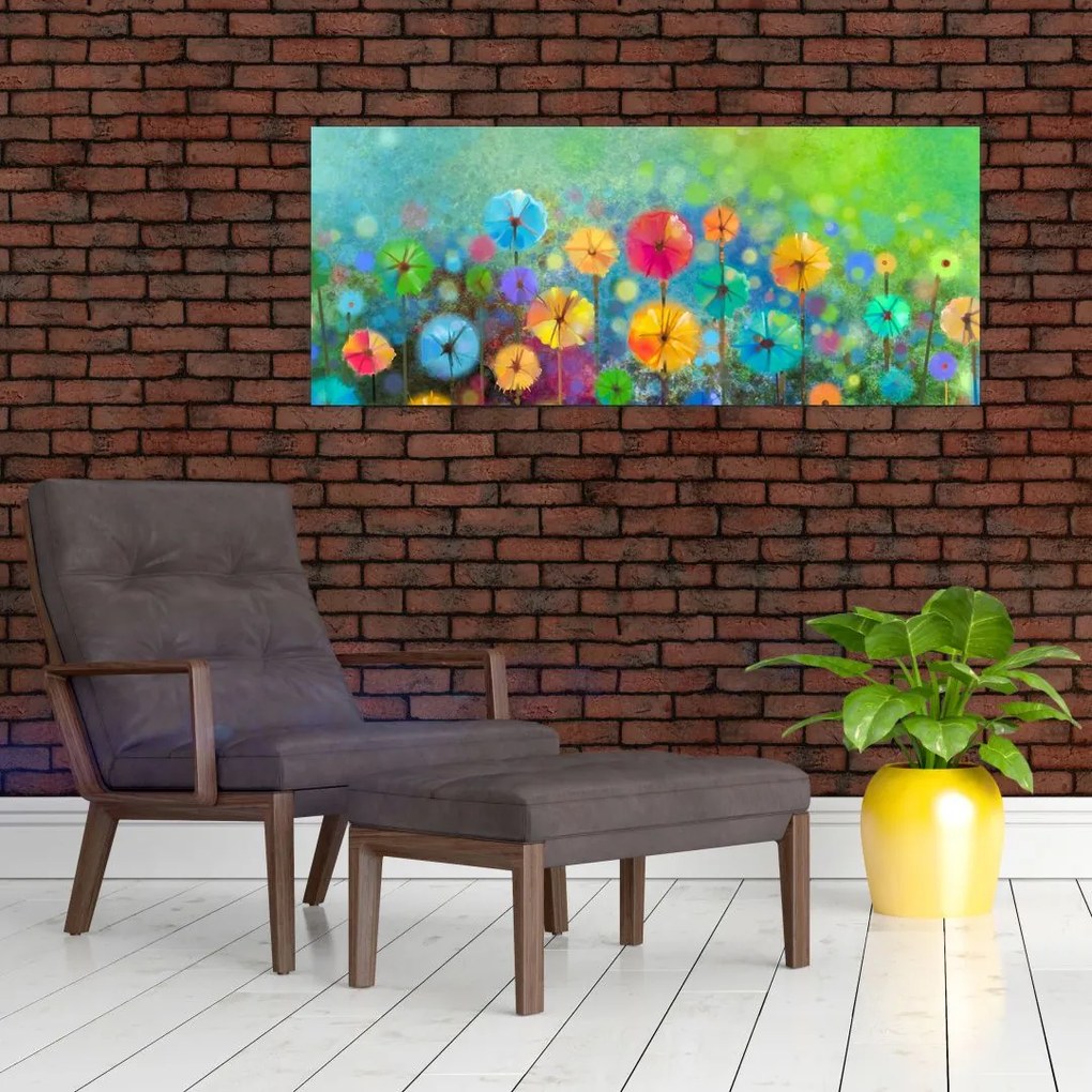 Obraz - Abstraktné kvety (120x50 cm)