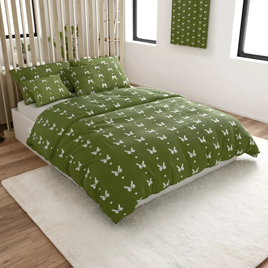 Flanelové obliečky z mikrovlákna WHITE BOW zelené Rozmer obliečky: 70 x 90 cm | 140 x 220 cm