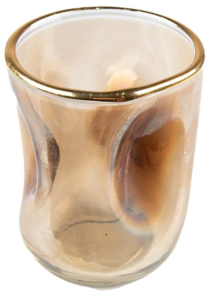 Jantárový sklenený svietnik s prehnutím - Ø7*10 cm