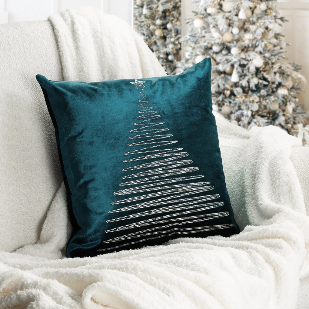 VIANOČNÁ DEKORAČNÁ OBLIEČKA NA VANKÚŠ ROYAL3 45X45 CM TMAVOMODRÁ