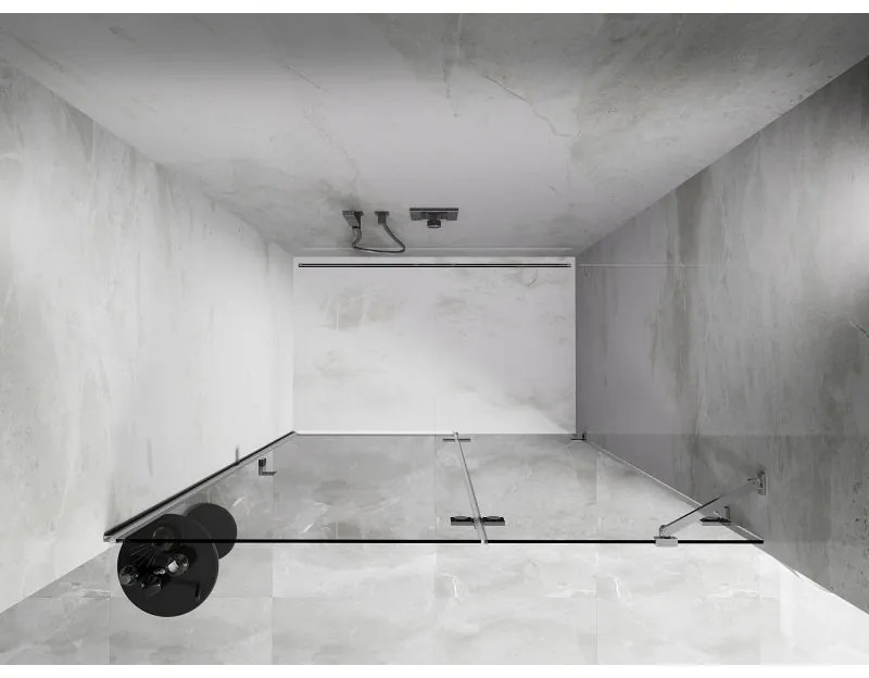 Mexen, Mexen Lunar pravé otočné sprchové dvere 135 cm, transparentné, chróm - 834-135-000-01-00-P