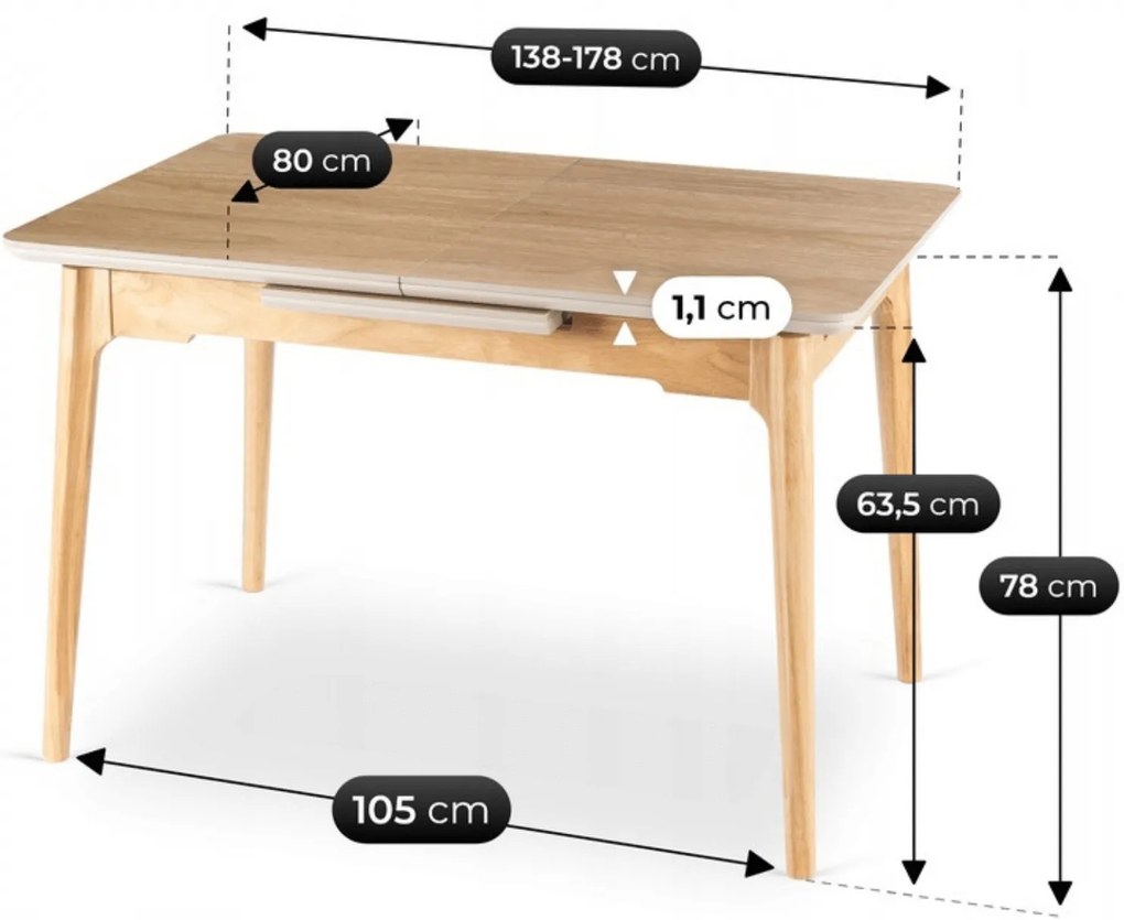 PROXIMA.store - Rozkladací jedálenský stôl Samer FARBA: dub, FARBA NÔH: dub