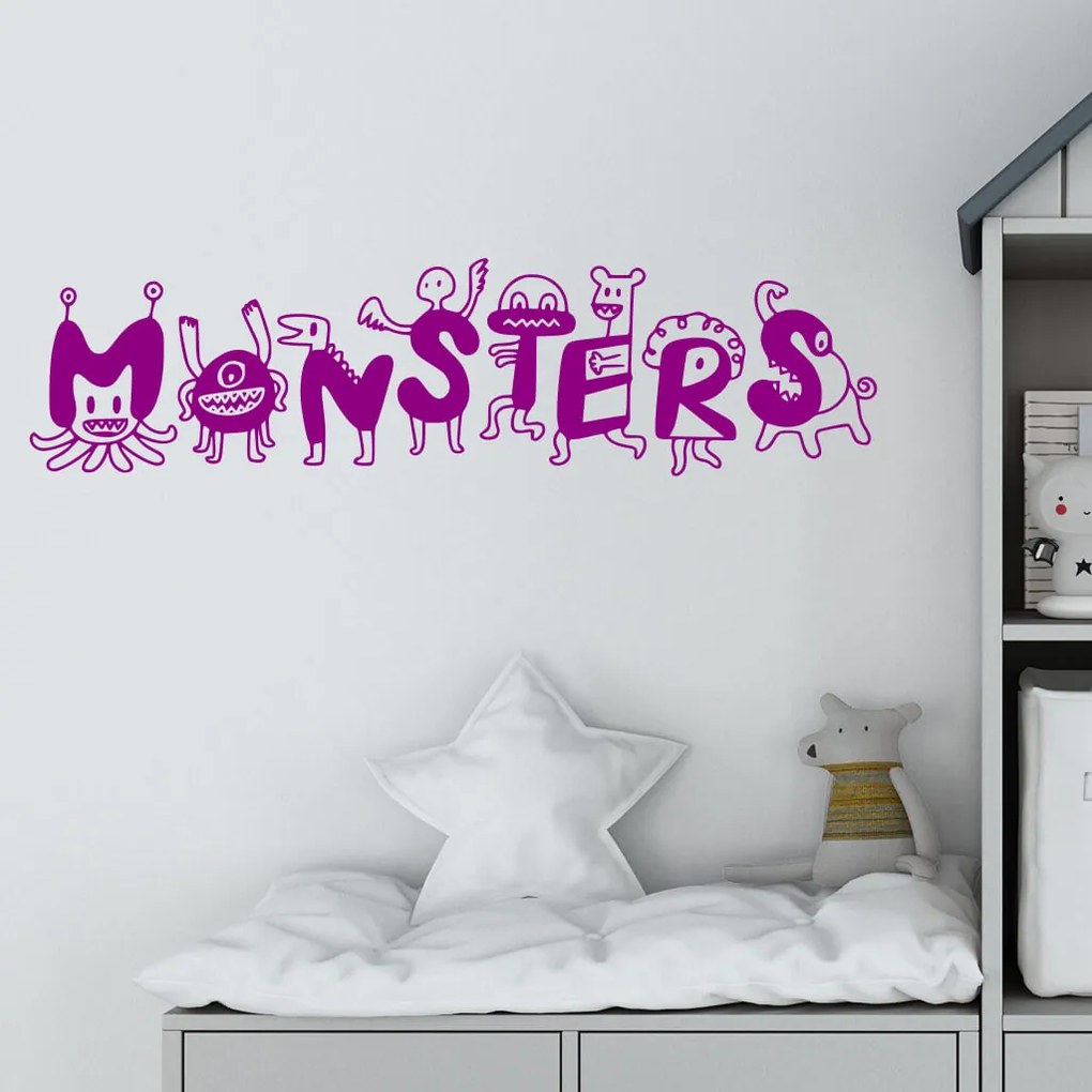 Veselá Stena Samolepka Monsters Farba: oranžová, Veľkosť: 80 x 23 cm
