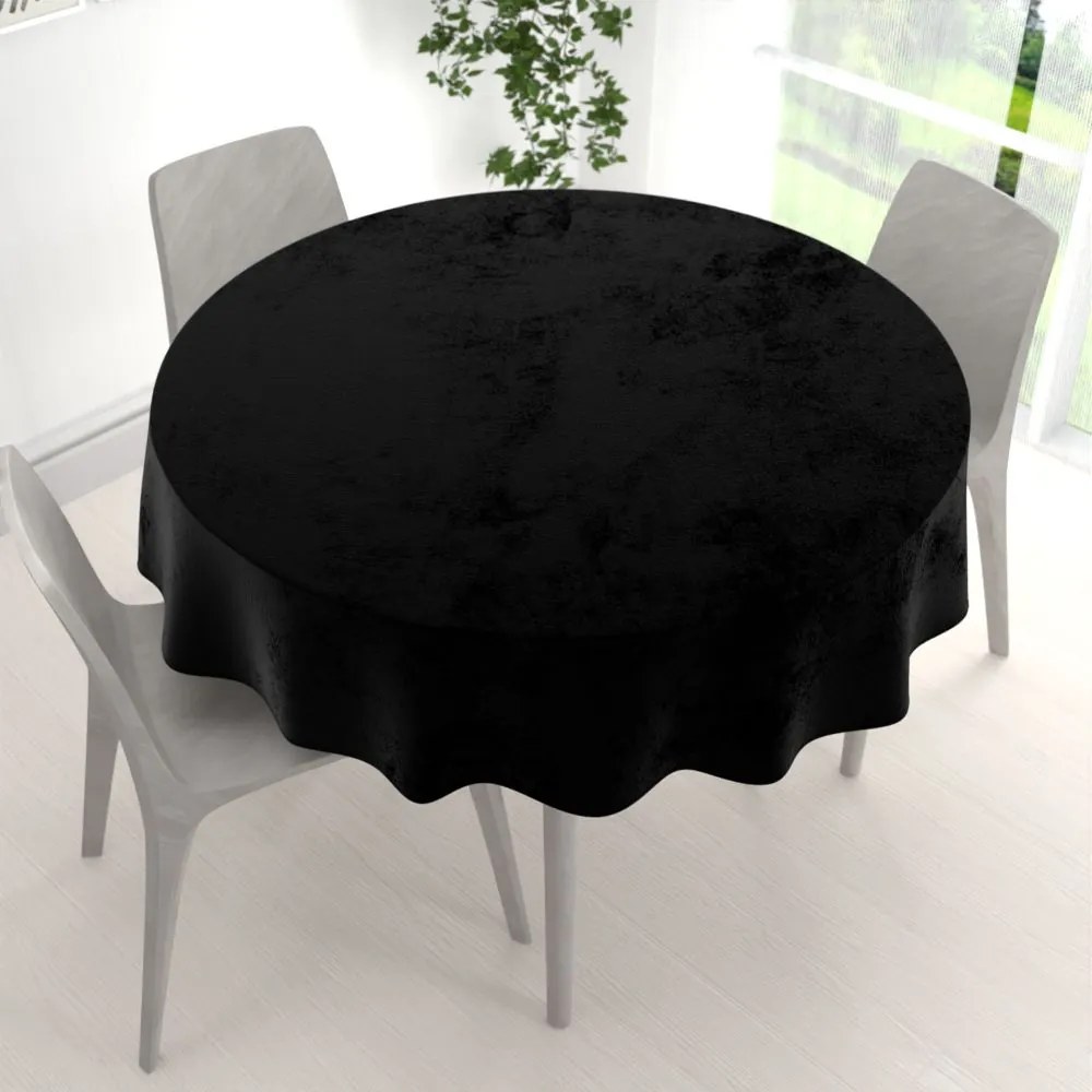 Biante Veľký zamatový okrúhly obrus Velvet Premium SVP-041 Čierny Ø 180 cm