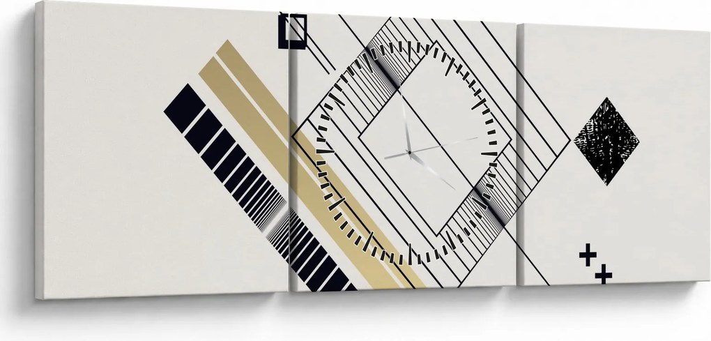 Obraz - Geometrické tvary N⁰6 (s hodinami) (90x30 cm)