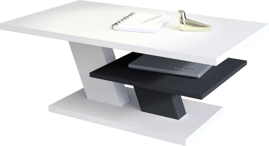 Mazzoni CLIFF MAT biely + antracit (tmavý šedý), konferenčný stolík