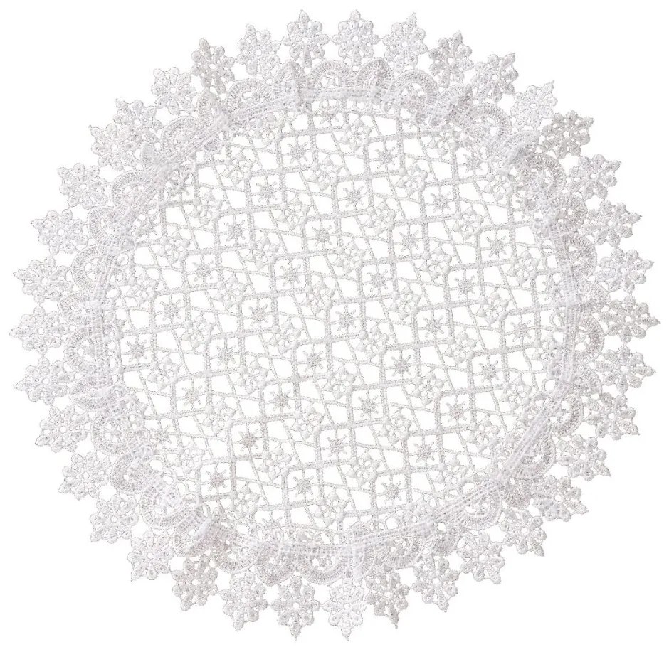 Elegantný okrúhly čipkovaný obrúsok Priemer: 40 cm
