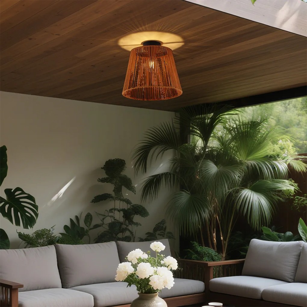 Japandi vonkajšie stropné svietidlo s oranžovým lanom IP54 - Jayla