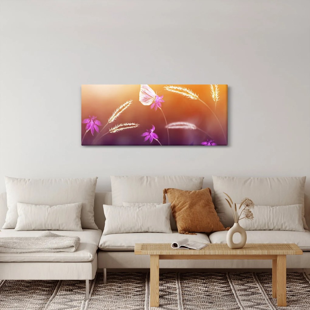 Obraz - Ružový motýľ (120x50 cm)