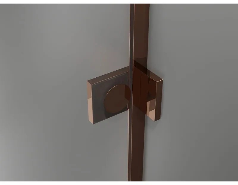 Mexen Lunar, pravý výklopný päťuholníkový sprchový kút 80 x 80 cm, 8mm číre sklo, profil ružové zlato, 831-080P-080L-60-00-P