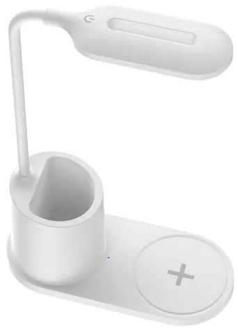 LED Stolná lampa LED/3W/5V s bezdrôtovým nabíjaním biela