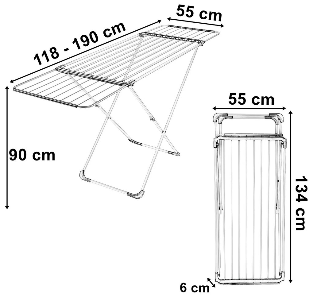 Sušiak na bielizeň Aria čiernobiely
