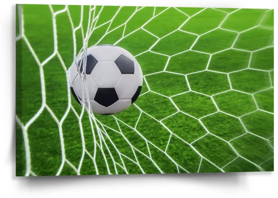 Sablio Obraz Futbalová lopta v bráne - 120x80 cm