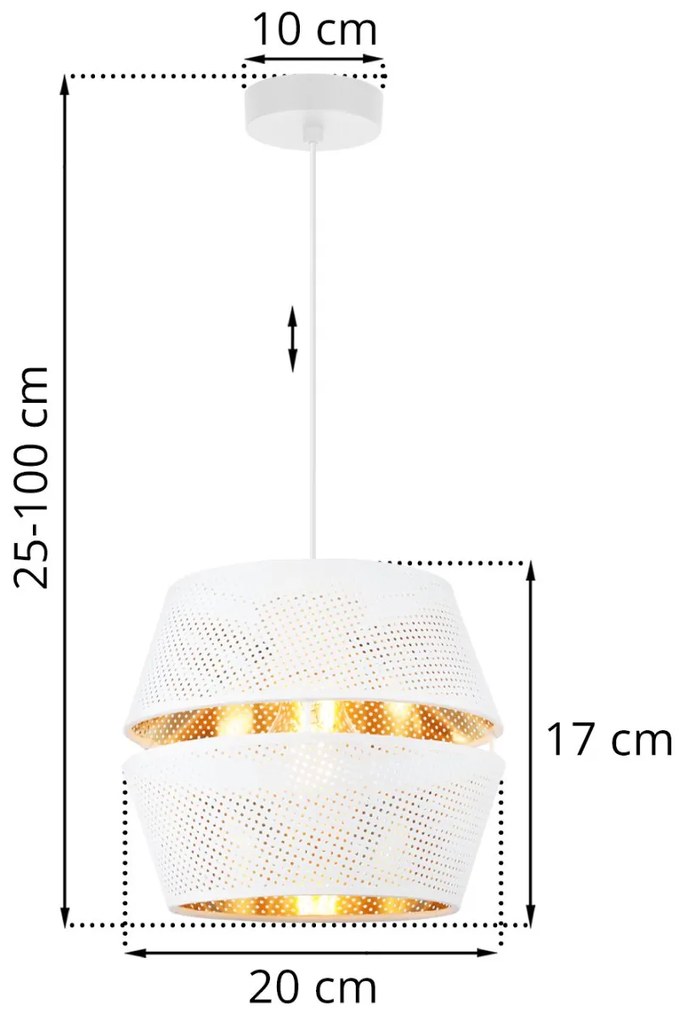 Závesné svietidlo Asti, 1x biele PVC tienidlo, g, w