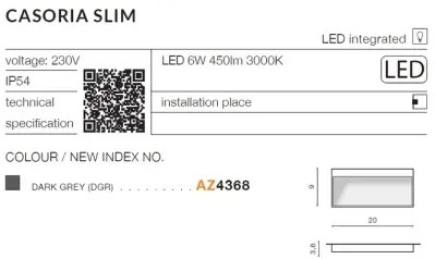 LED vonkajšie nástenné osvetlenie Casoria Slim