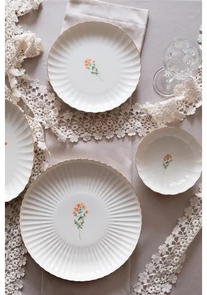 27-dielna jedálenská súprava, biela/zlatá, porcelán