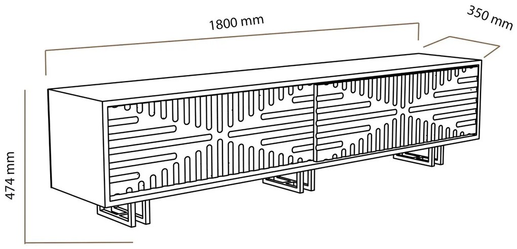 Dizajnový TV stolík Barid 180 cm dub biely