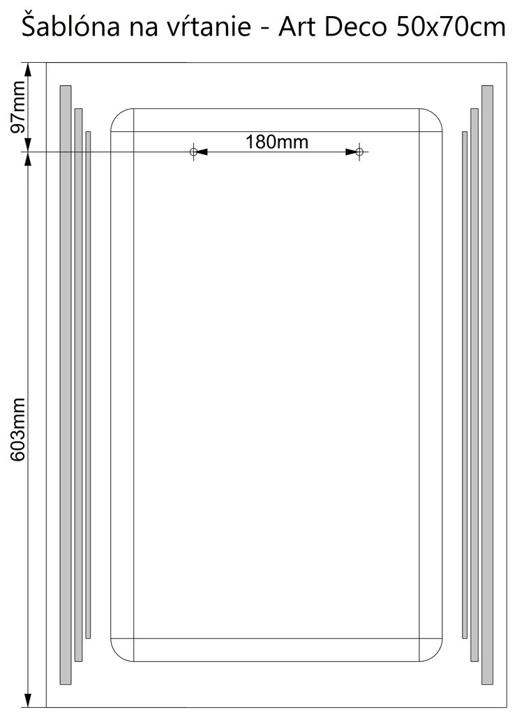 LED zrkadlo Art Deco Vertical 50x70cm teplá biela - diaľkový ovládač Farba diaľkového ovládača: Čierna