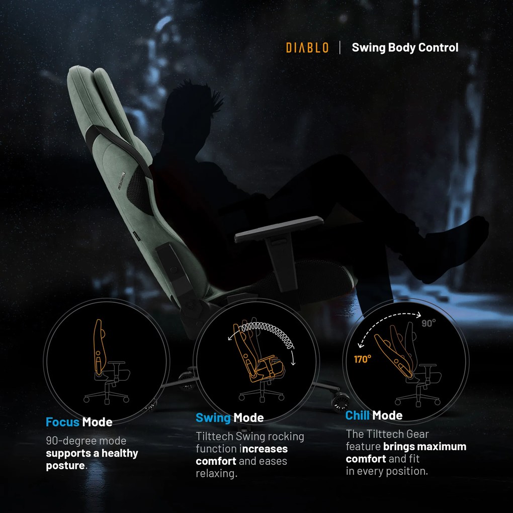 Zelené herné kreslo Diablo X.ONE Prime Ghotic Green