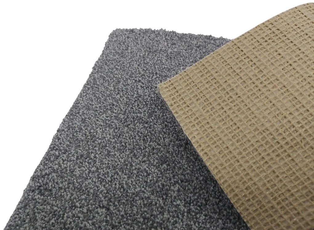 Koberec metráž Supersoft 850 tm. šedý, na mieru s bordúrou, šíře 4m, šedá, ab (mriežka), chodba / predsieň, Tapibel