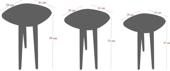 SADA 3x Odkladací stolík TYN hnedá