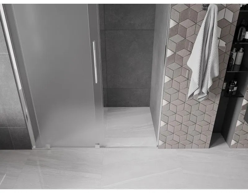 Mexen Velar, posuvné sprchové dvere do otvoru 130 cm, 8mm sklo námraza, chrómová, 871-130-000-31-01