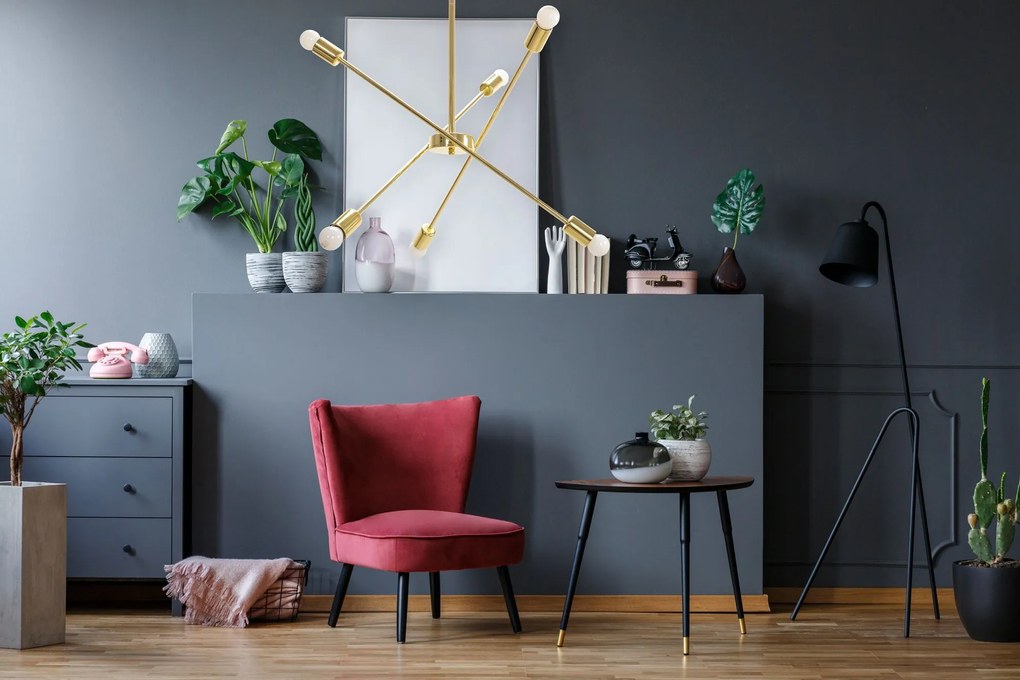 Toolight Toolight, stropné svietidlo 6xE27, APP1115-6CP, zlatá lesklá, OSW-04666