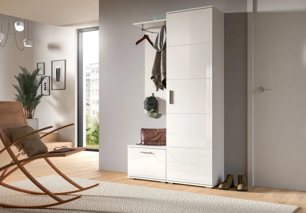 Nástenný šatníkový panel Prego, 55 cm, biely