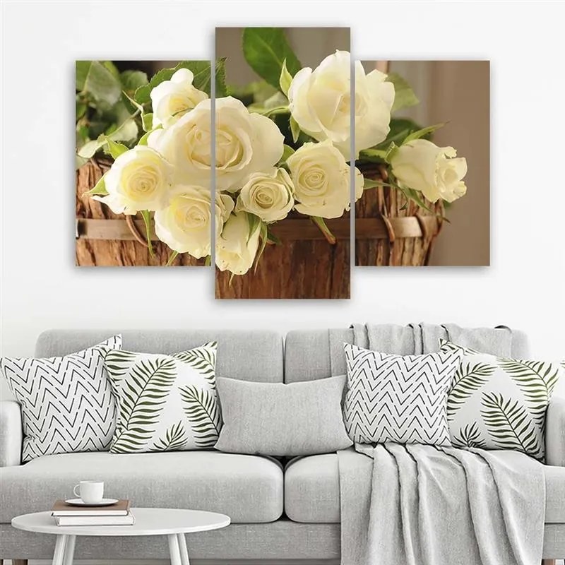 Gario Obraz na plátne Žlté a biele ruže - 3 dielny Rozmery: 60 x 40 cm