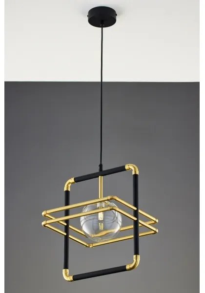 Jupiter 2028 - Luster na lanku FIORI 1xG9/10W/230V čierna/zlatá/číra