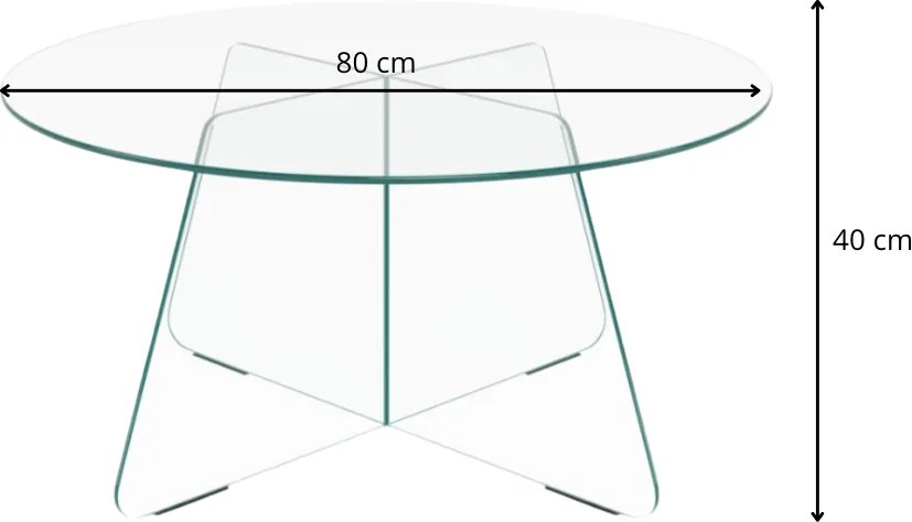 Sklenený konferenčný stolík Samos 80 cm číry