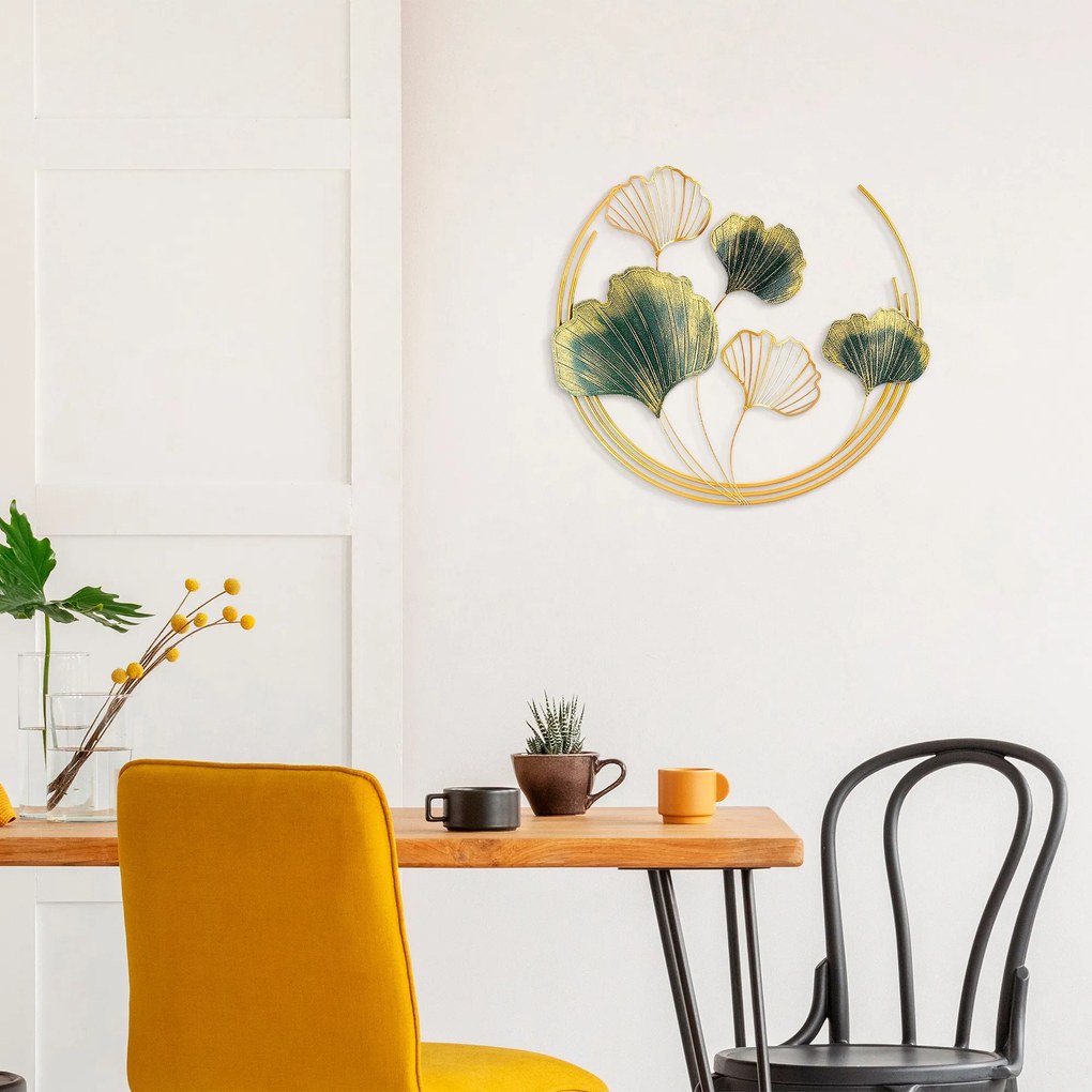 Nástenná kovová dekorácia Weifang zelená/zlatá