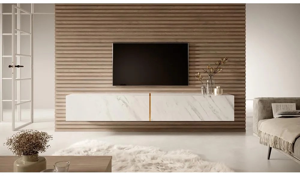 TV skrinka/stolík Bakira 200  (biely mramor). Akcia -20%. Vlastná spoľahlivá doprava až k Vám domov. 1098783