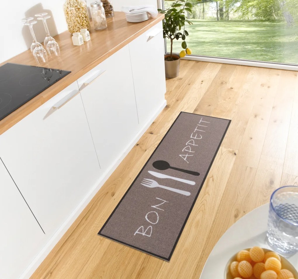 Hanse Home, Koberec behúň Cook & Clean 105724 Brown White, 50x150, hnedá, kuchyňa