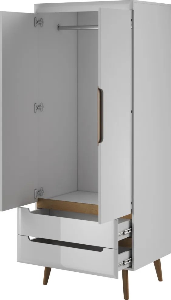 Šatníková skriňa Nordi, dub riviera/bielylesk