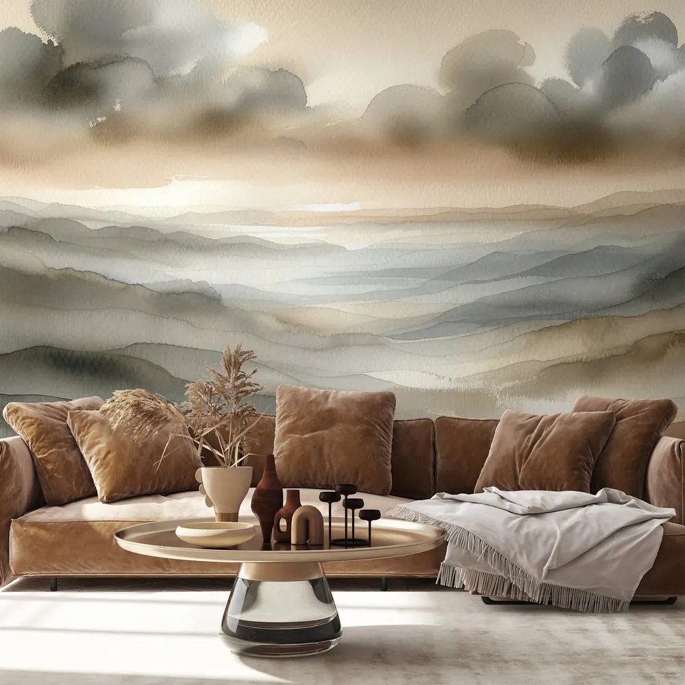 Samolepiaca tapeta akvarelová krajina v hmle