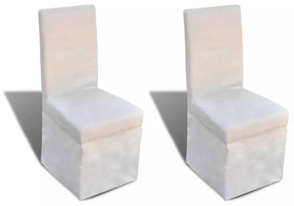 vidaXL Jedálenské látkové stoličky, 2 ks, krémovo-biele