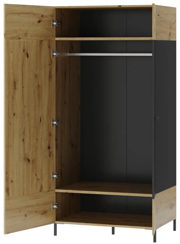 Šatní skříň Lucas 70 90 cm dub Artisan/černá