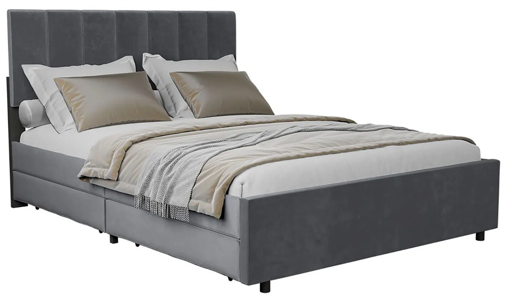 Juskys Čalúnená posteľ Soria so zásuvkami 140 x 200 sivá