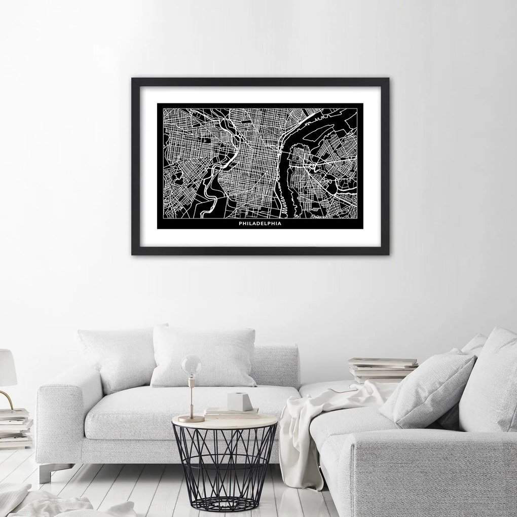 Gario Plagát Plán mesta Philadelphia Farba rámu: Bez rámu, Rozmery: 90 x 60 cm