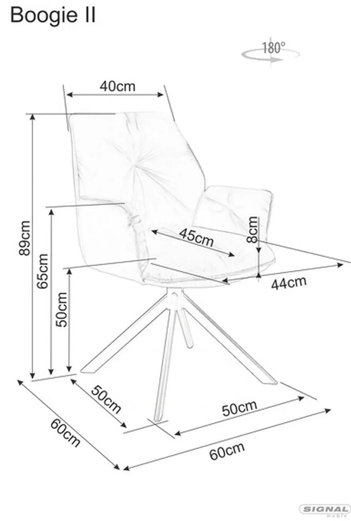 Otočné jídelní křeslo Boogie II Velvet černé